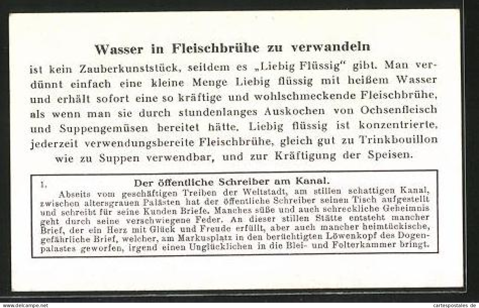 Sammelbild Liebig, Serie: Aus Venedigs Vergangenheit, Bild 1, Der öffentliche Schreiber Am Kanal  - Liebig