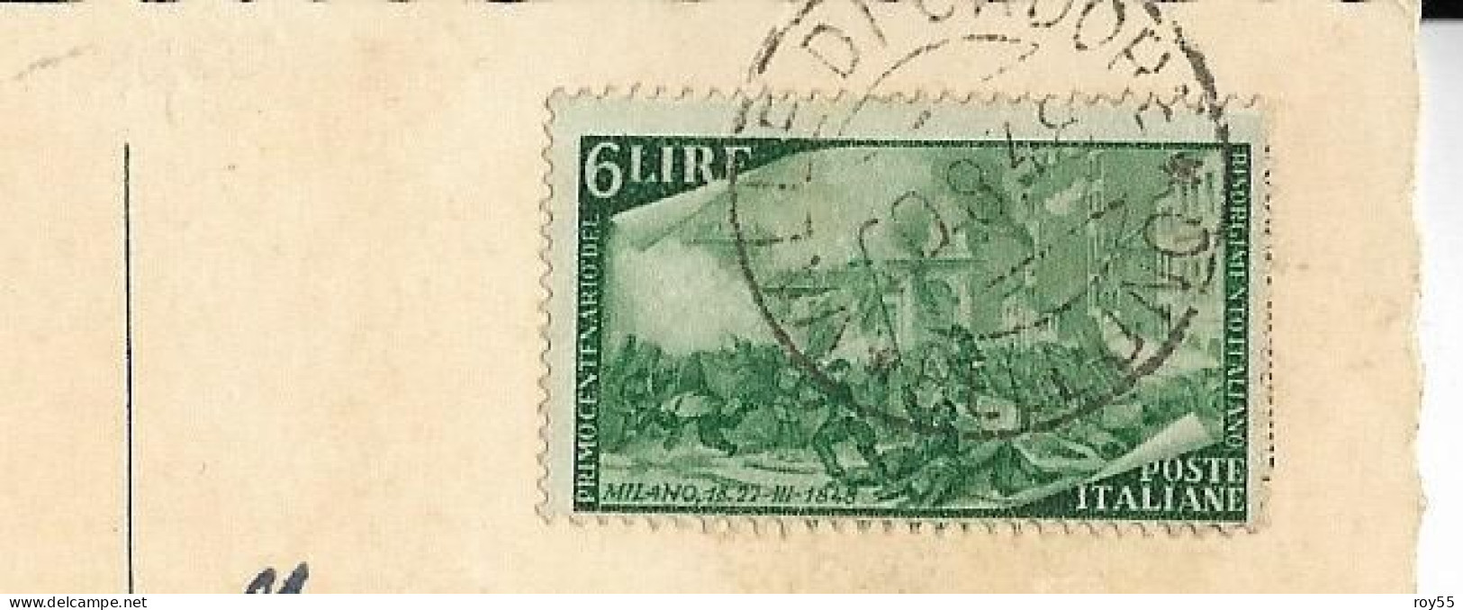 Veneto Belluno Valle Di Cadore Albergo Hotel Val Boite Cartolina Viaggiata 1948 Con 6 Lire Risorgimento Isolato (retro) - 1946-60: Poststempel