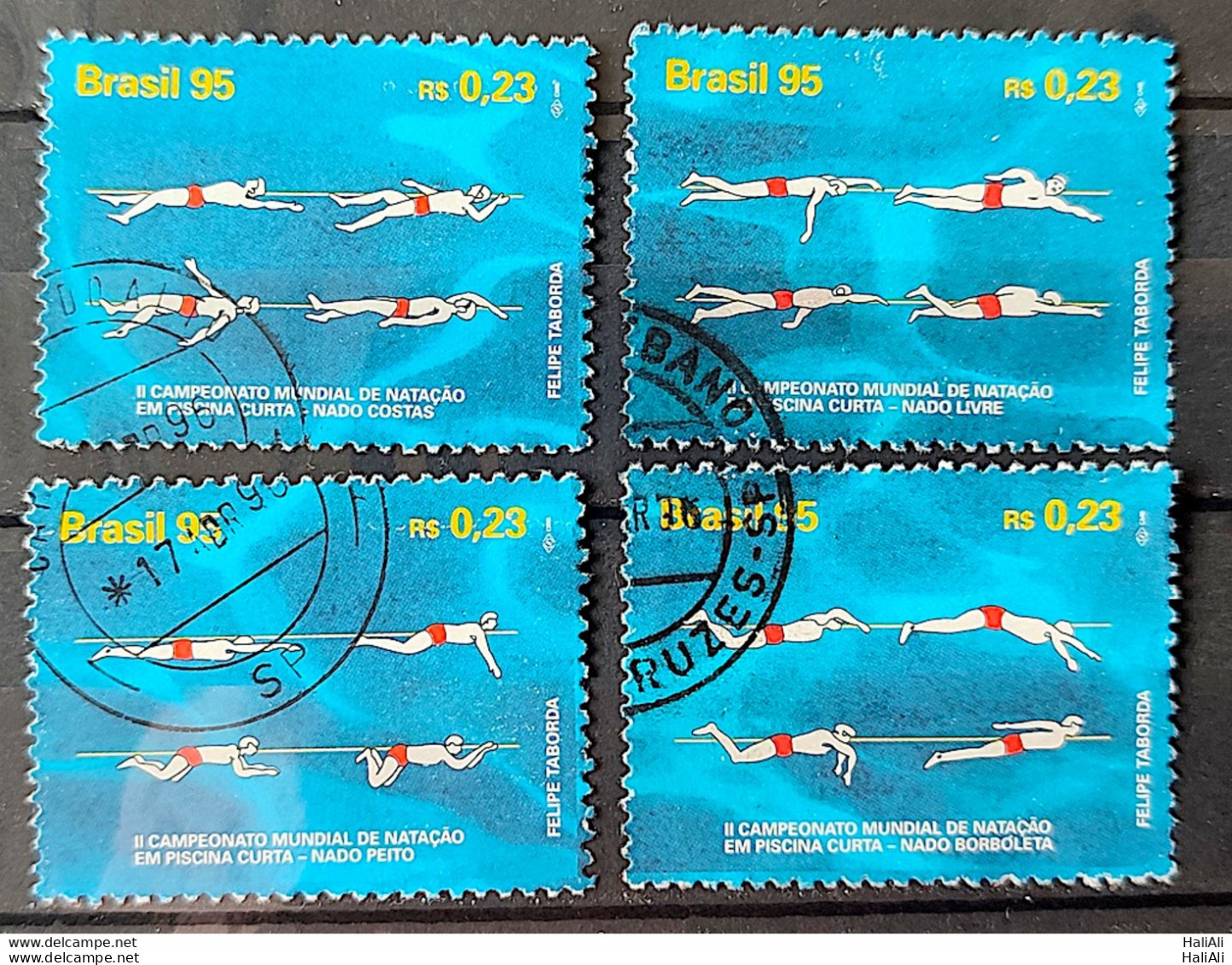 C 1977 Brazil Stamp World Swimming Championship 1995 Complete Series Circulated 2 - Gebruikt