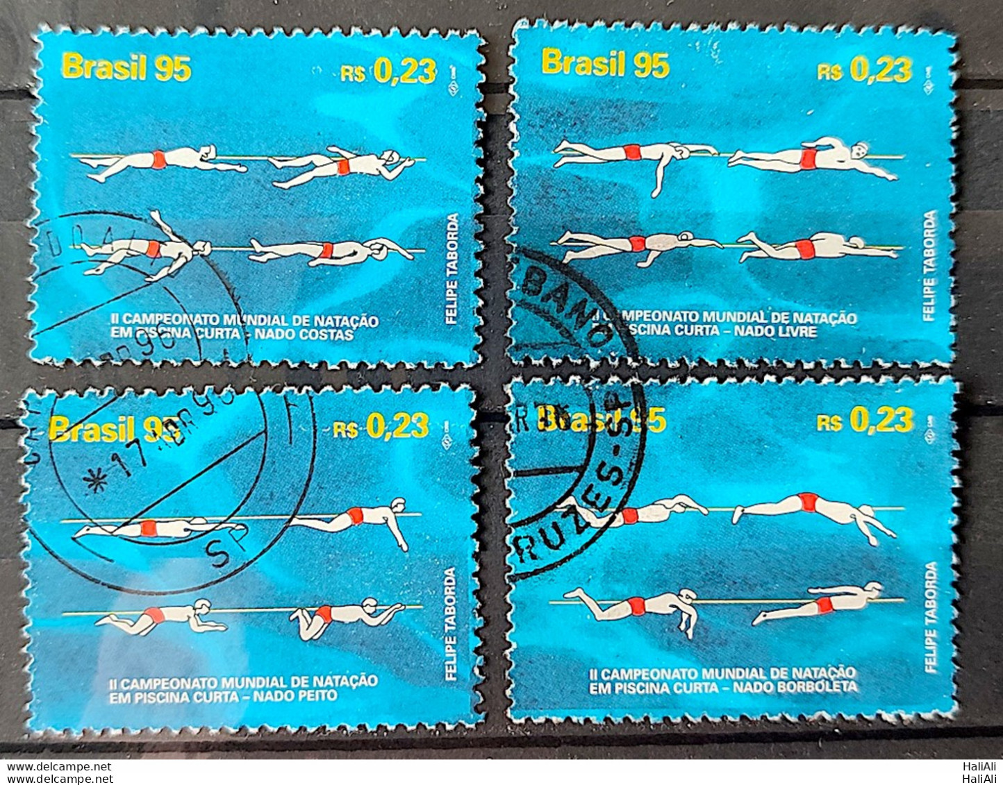 C 1977 Brazil Stamp World Swimming Championship 1995 Complete Series Circulated 2 - Usati