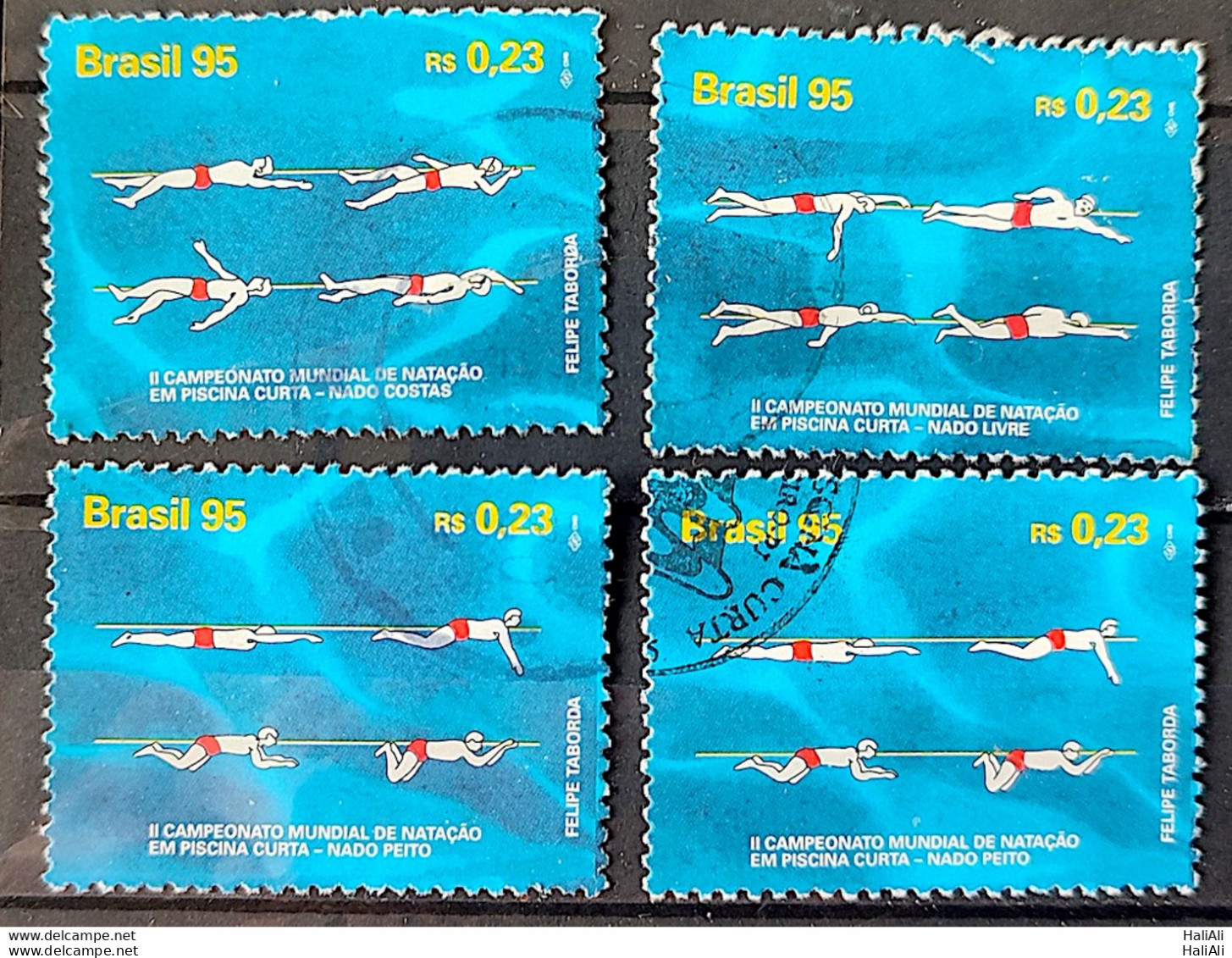 C 1977 Brazil Stamp World Swimming Championship 1995 Complete Series Circulated 1 - Usati