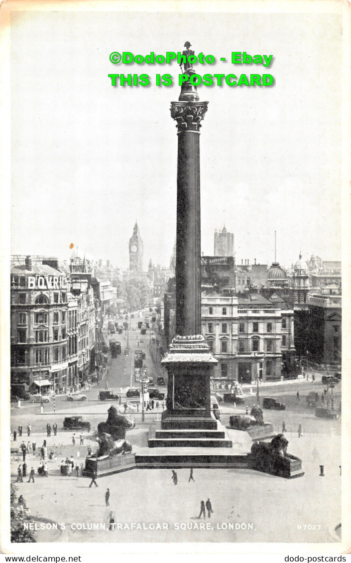 R408701 London. Nelson Column. Trafalgar Square. Valentine. Silveresque - Andere & Zonder Classificatie