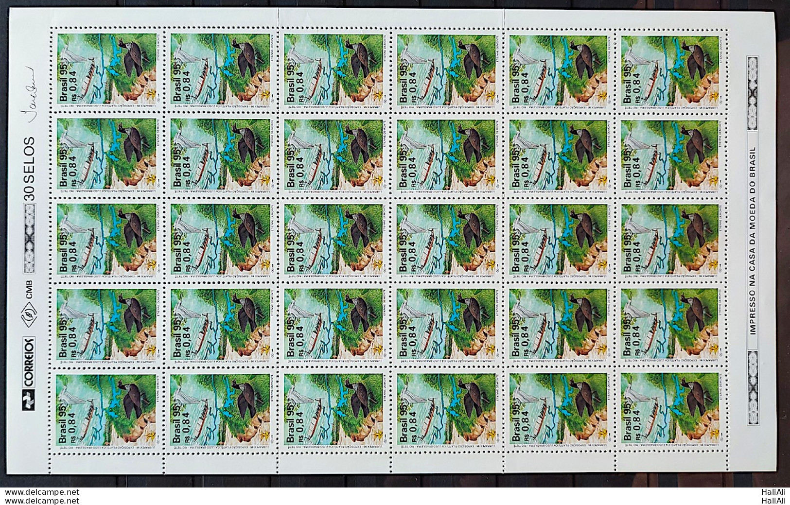 C 1964 Brazil Stamp Lubrapex Boat Bird Rio Tiete 1995 Sheet - Ungebraucht