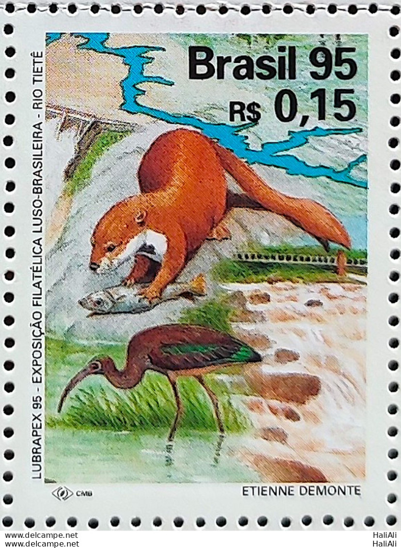 C 1963 BRAZIL STAMP LUBRAPEX BIRD FISH TIETE 1995 - Ungebraucht
