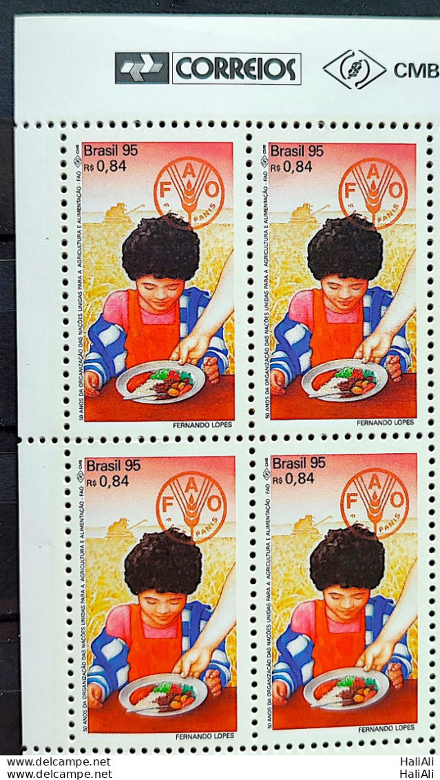 C 1937 BRAZIL STAMP UN FOOD AND AGRICULTURE CHILD 1995 Block Of 4 Vignette Correios - Ungebraucht