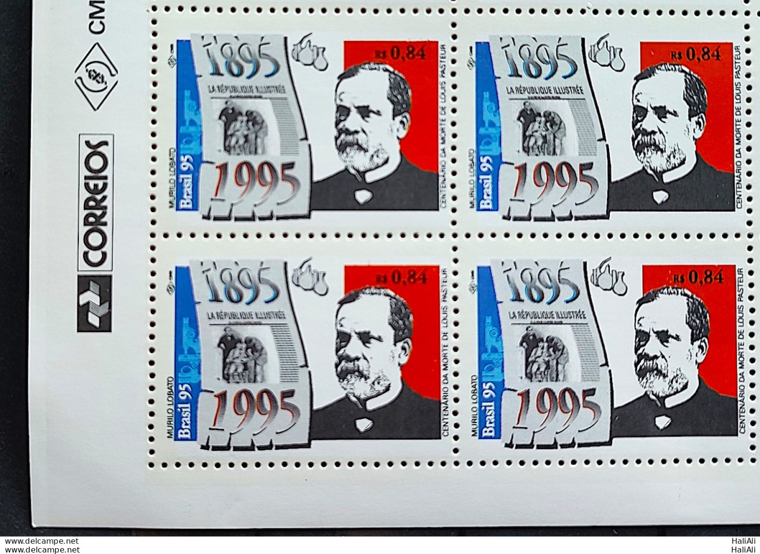 C 1933 Brazil Stamp Louis Pasteur Biology Health 1995 Block Of 4 Vignette Correios - Ungebraucht