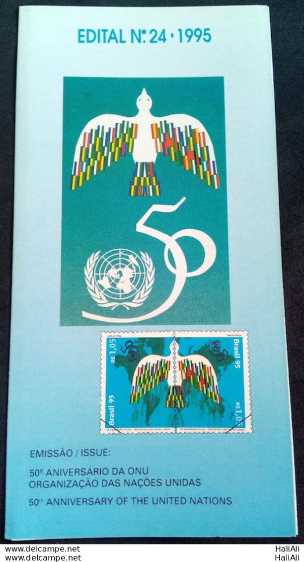 Brochure Brazil Edital 1995 24th Anniversary Of The UN Without Stamp - Storia Postale