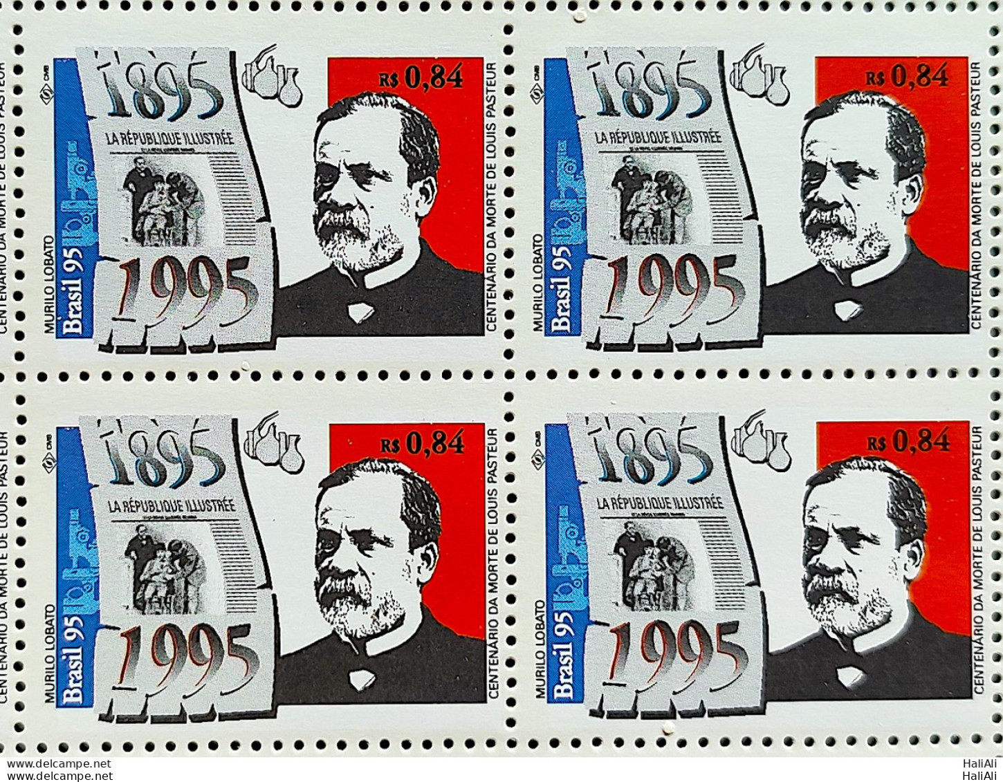 C 1933 Brazil Stamp Louis Pasteur Biology Health 1995 Block Of 4 - Nuovi