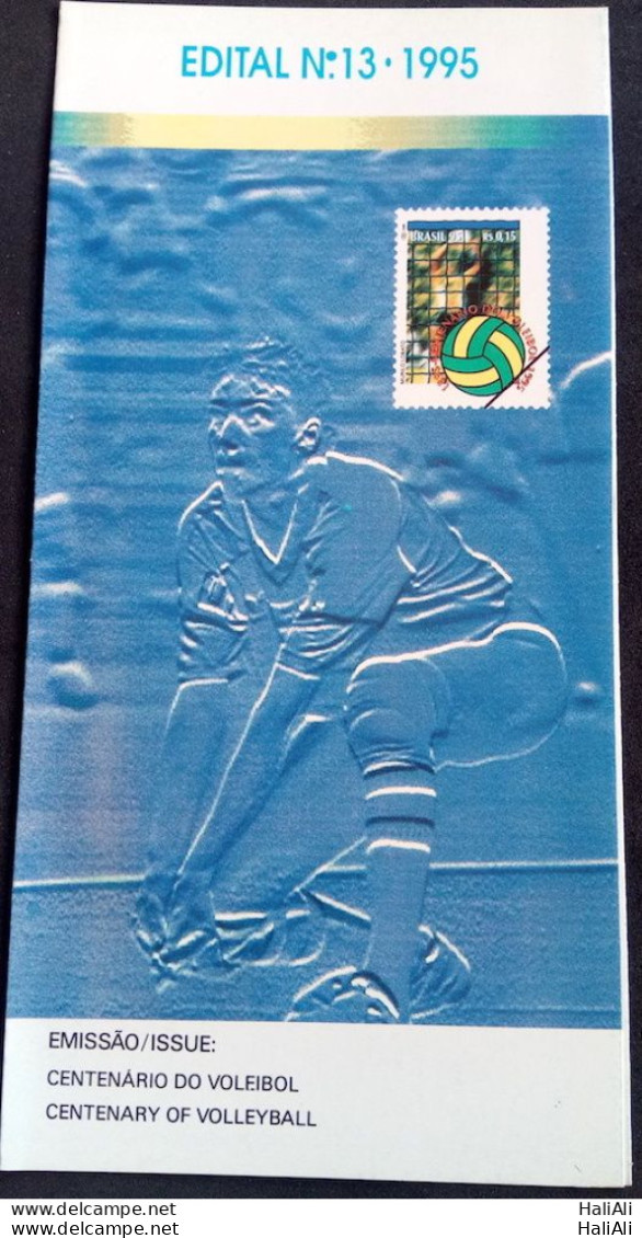 Brochure Brazil Edital 1995 13 Volleyball Volei Sport Without Stamp - Storia Postale