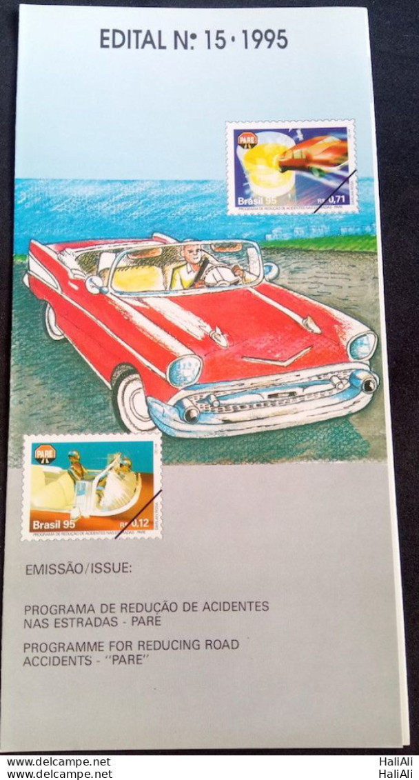 Brochure Brazil Edital 1995 15 Reduction Of Car Accidents Health Without Stamp - Lettres & Documents