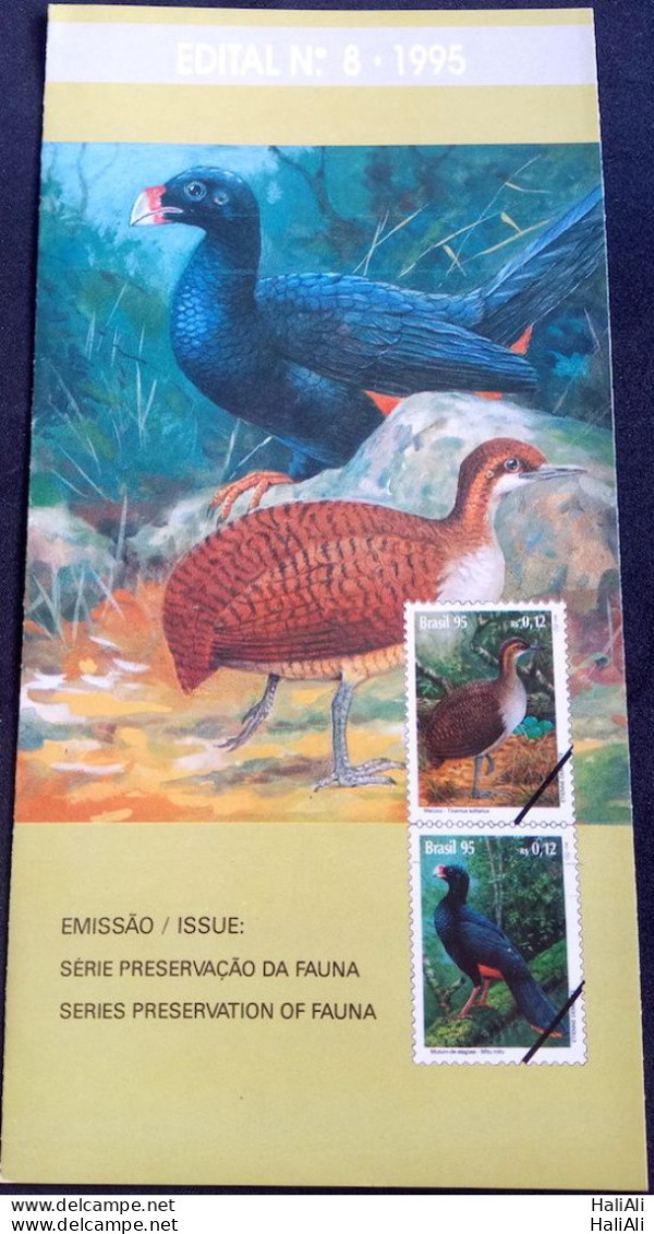 Brochure Brazil Edital 1995 08 Preservation Of Fauna Birds Without Stamp - Covers & Documents