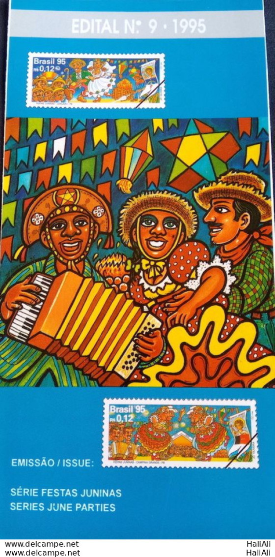 Brochure Brazil Edital 1995 09 Festas Juninas Gaita Sanfona Without Stamp - Covers & Documents