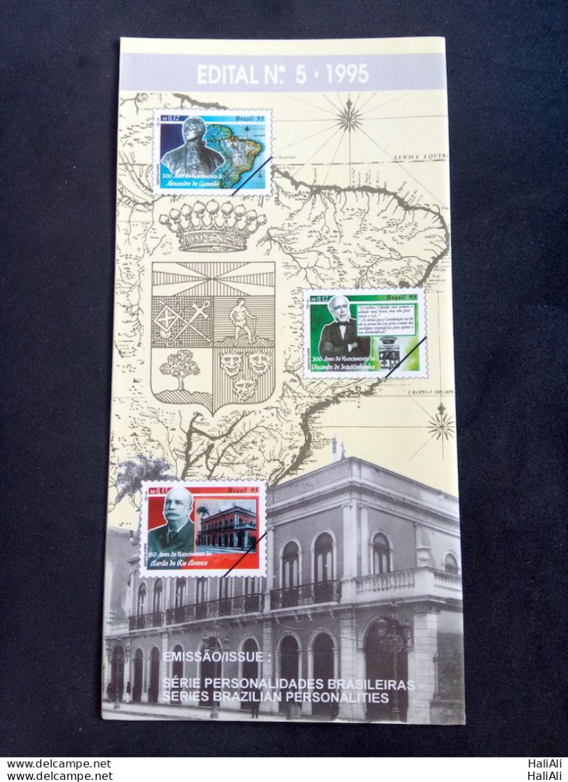 Brochure Brazil Edital 1995 05 Brazilian Personalities Map Barão Do Rio Branco Without Stamp - Brieven En Documenten