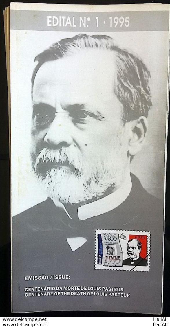 Brochure Brazil Edital 1995 01 Louis Pasteur Science Without Stamp - Lettres & Documents