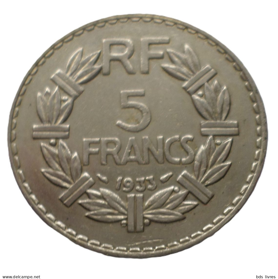 FRANCE.... 5 Francs Lavrillier En Nickel -année 1933    Pièce Non Nettoyée - Et Patinée (voir Images) - 5 Francs