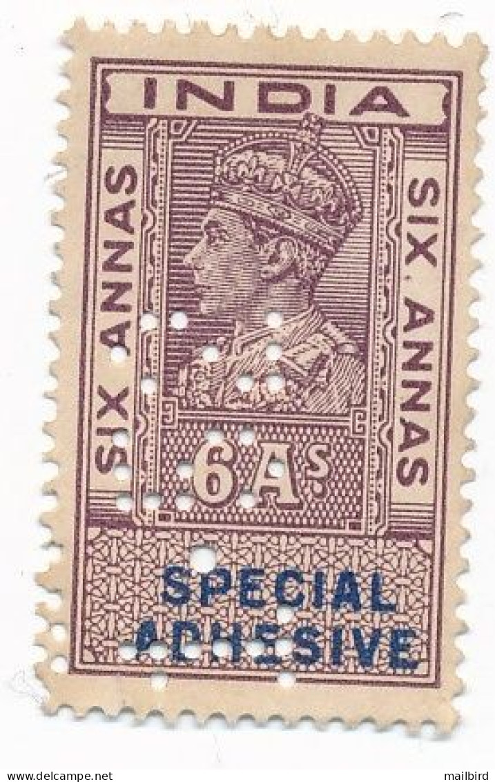 INDIA 6a Special Adhesive Revenue - PERFIN (1.52?) - Official Stamps