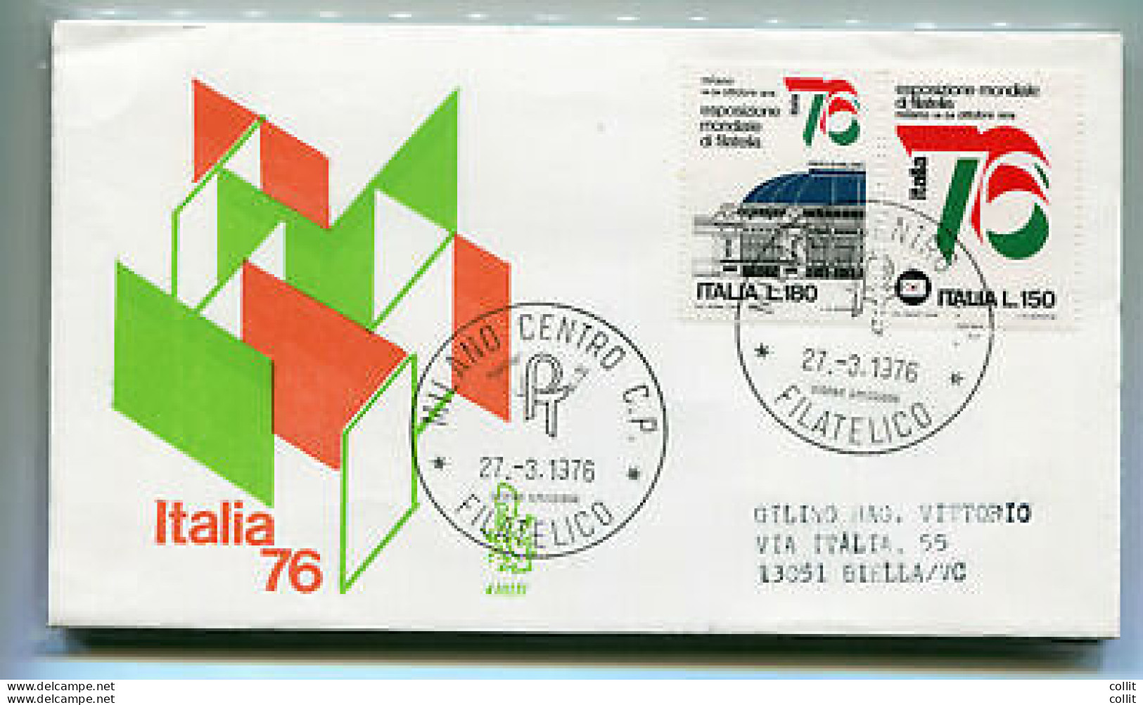 Italia FDC Venetia 1976 Italia '76  Viaggiata Racc. Per L'Italia - FDC