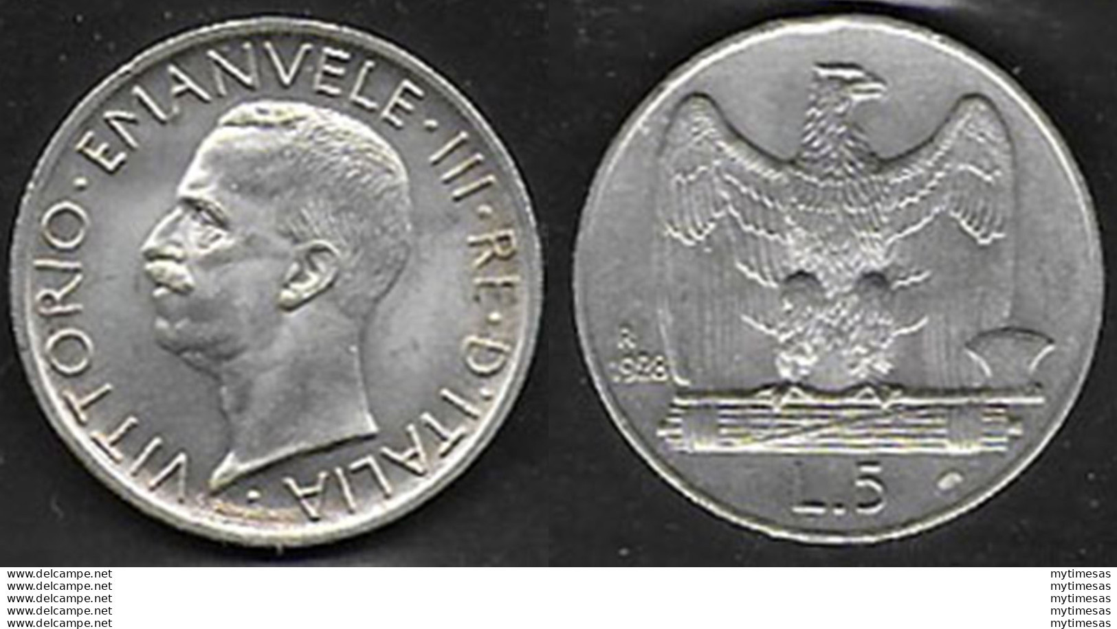 1928 Italia VE III Lire 5 Aquilotto In Argento 2 Rosette QSPL - 1900-1946 : Victor Emmanuel III & Umberto II