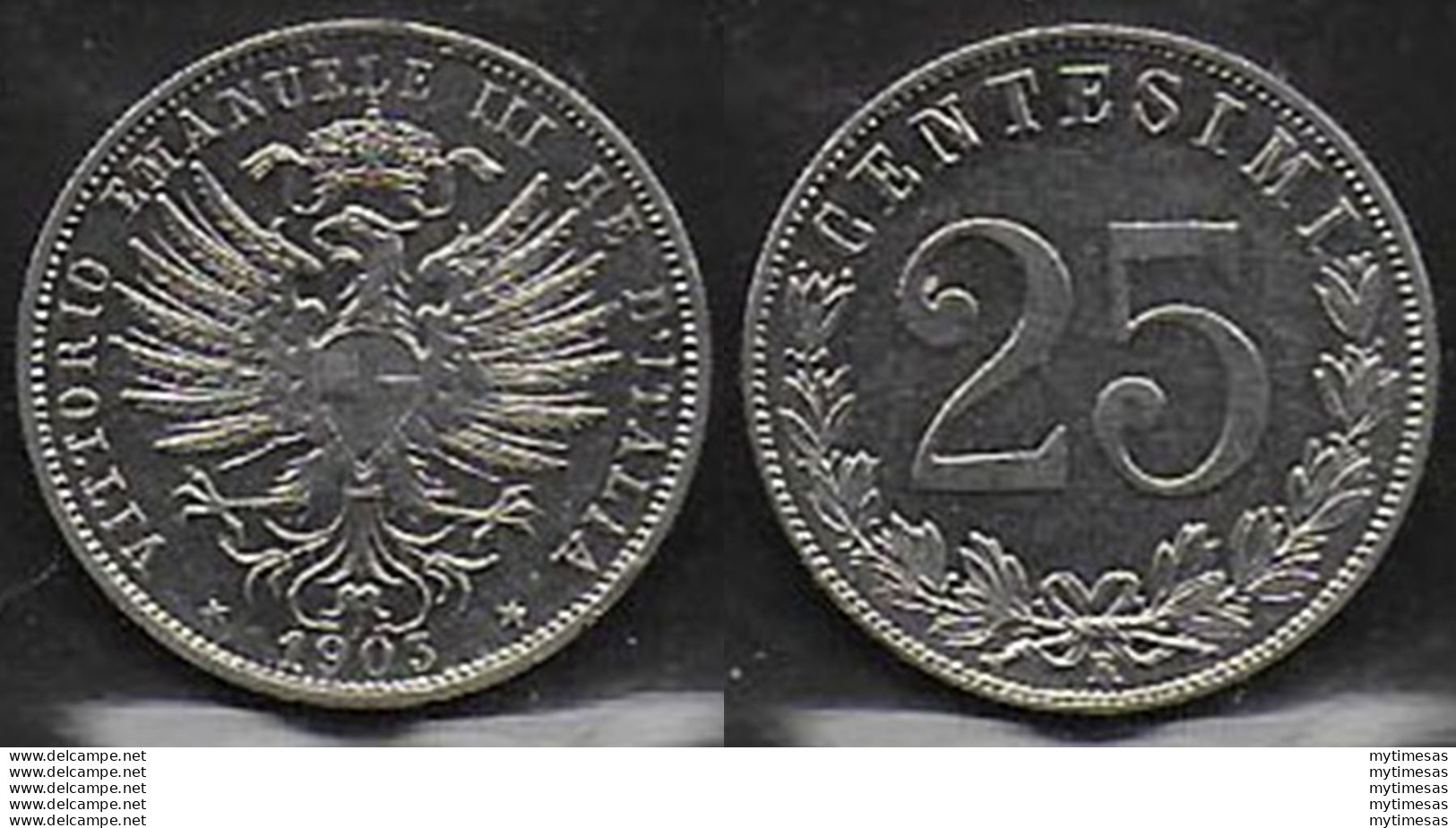 1903 Italia VE III 25c. Aquila Sabauda In Nichelio QFDC - 1900-1946 : Vittorio Emanuele III & Umberto II