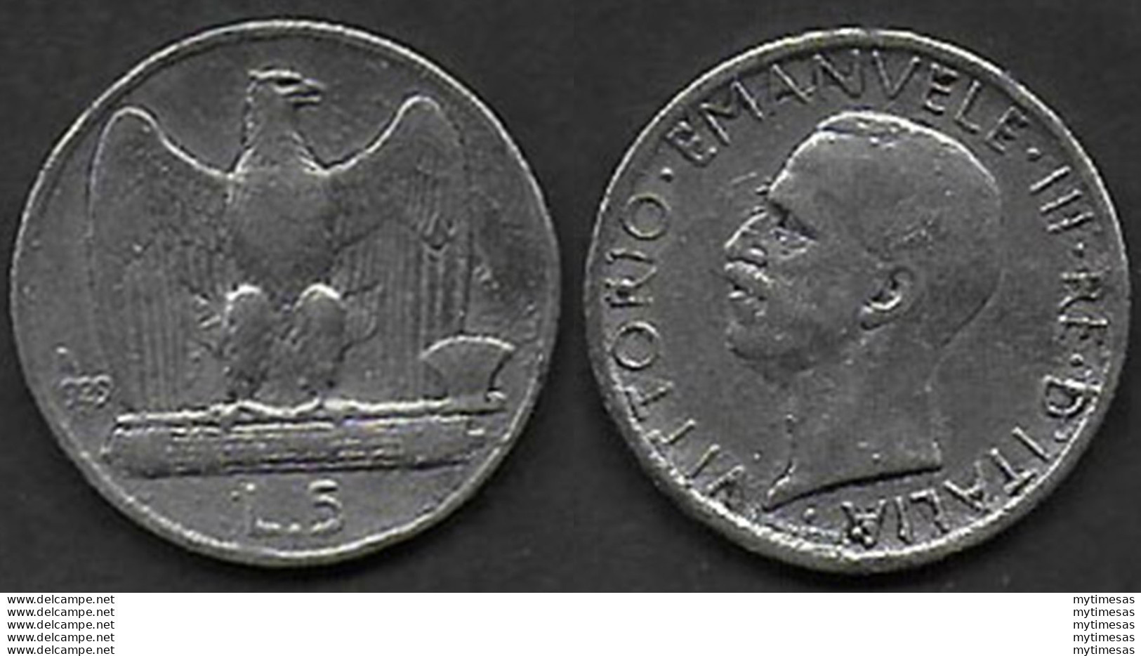 1929 Italia VE III Lire 5 Aquilotto Falso Per Circolazione - 1900-1946 : Vittorio Emanuele III & Umberto II