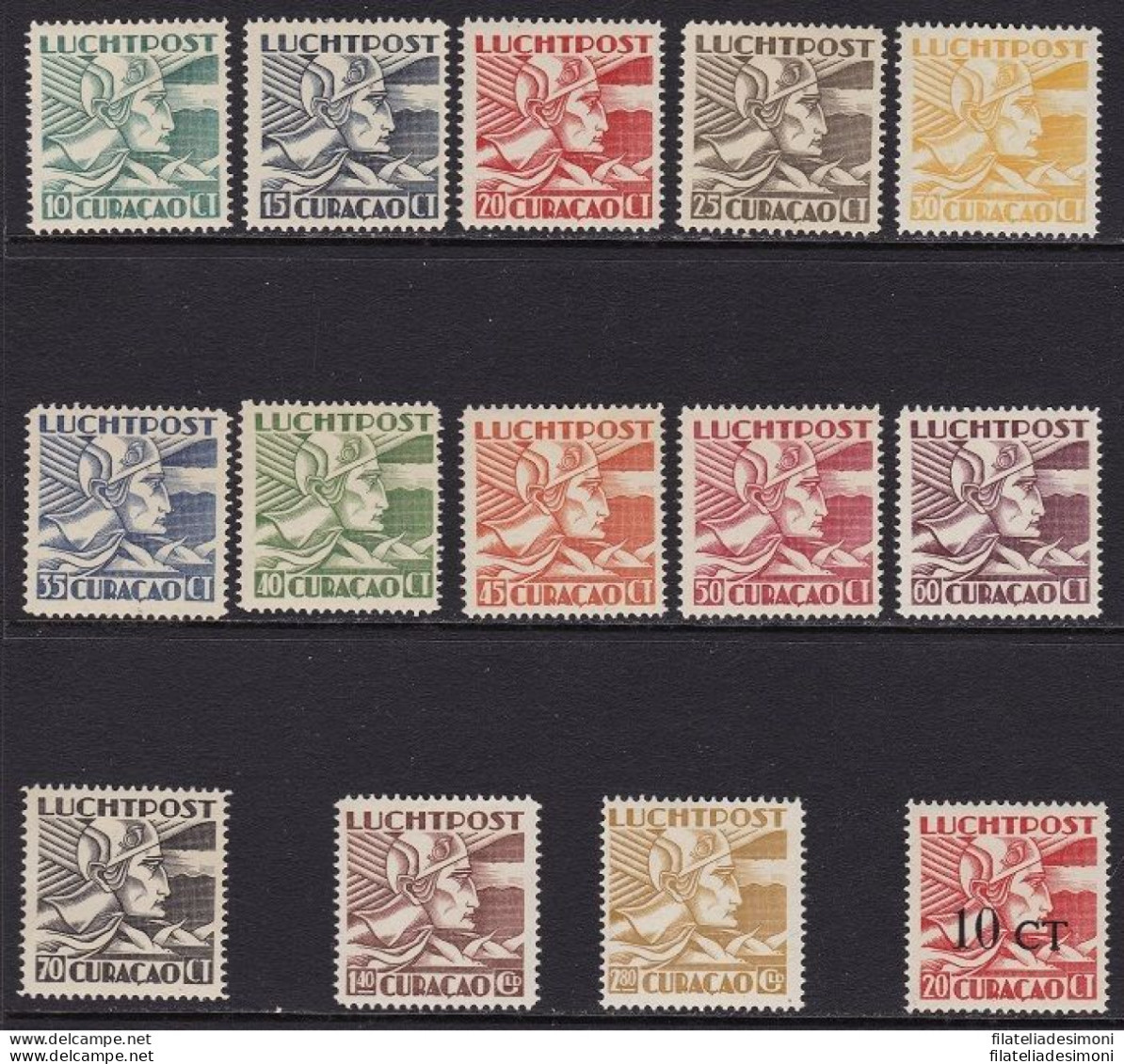 1931-41 CURACAO - PA N° 4/15 (MLH/*) + 16 (MNH/**) 14 Valori - Other & Unclassified
