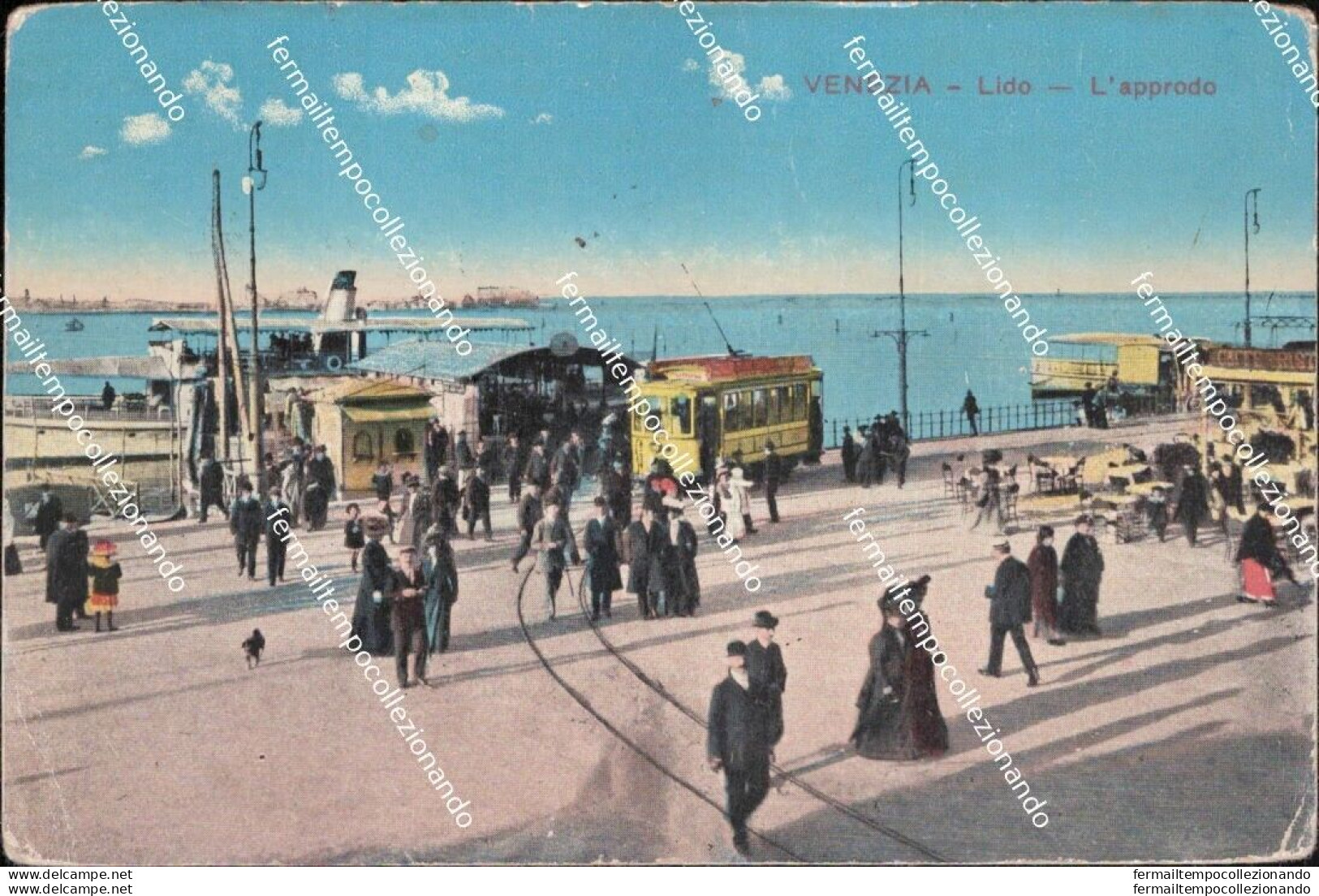 As761 Cartolina Venezia Lido L'approdo Veneto 1930 Tram - Venezia