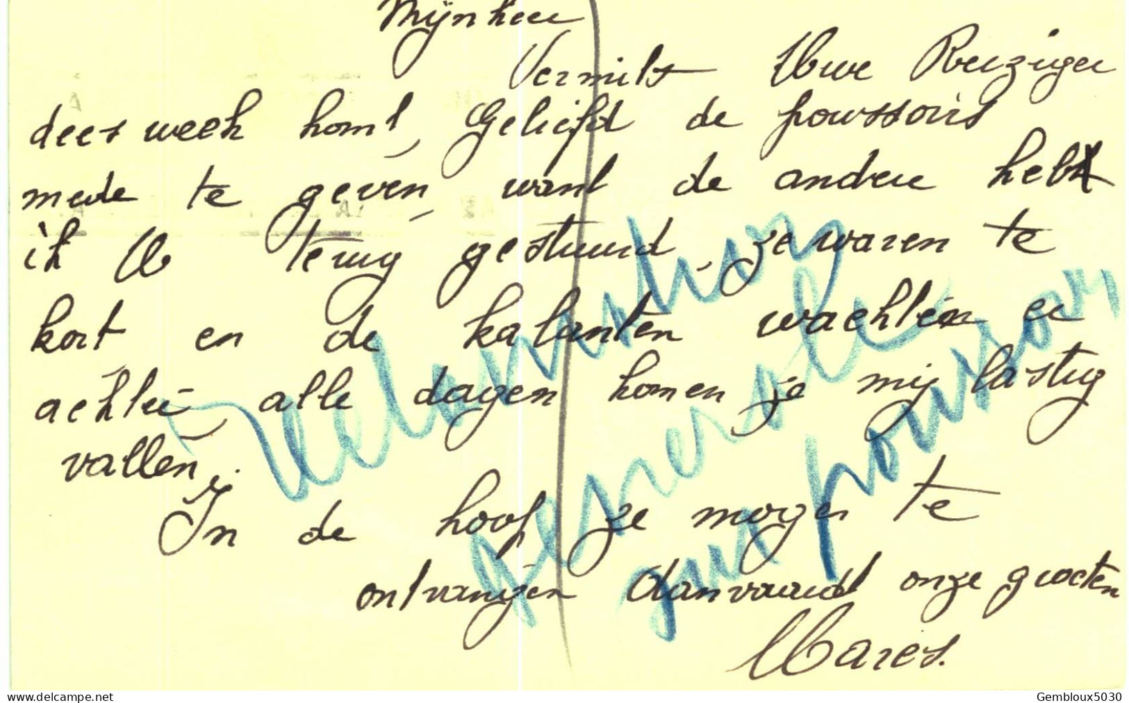 (L01) Entier Postal écrite D'Oostende Vers Deynze - Postkarten 1934-1951