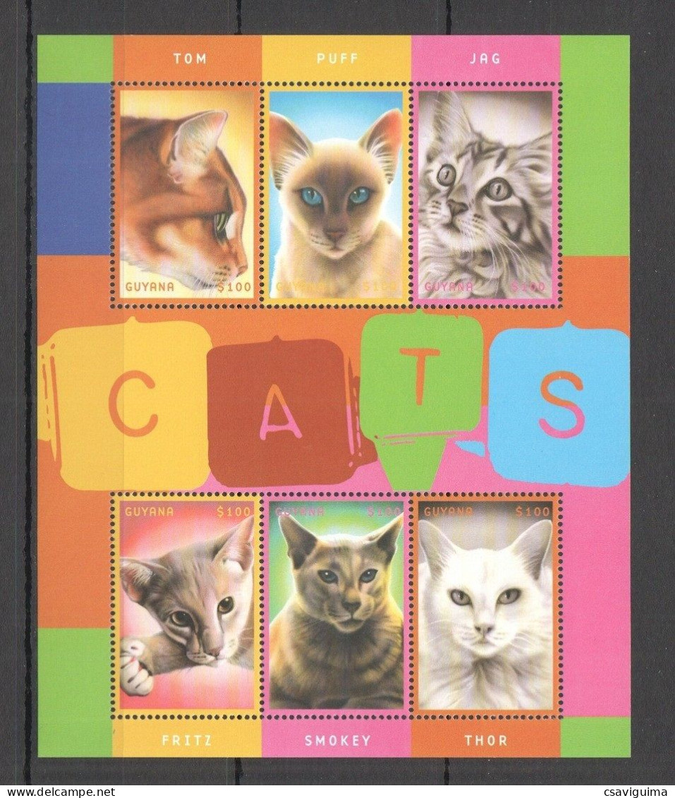 Guyana - 2001 - Cats - Yv 5295/00 - Katten
