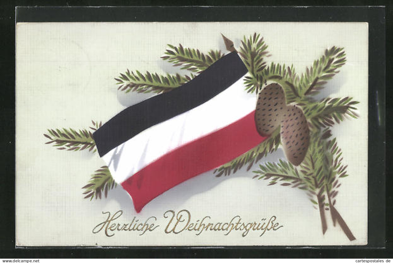 AK Reichsflagge Und Tannenzweig, Herzliche Weihnachtsgrüsse!  - Guerre 1914-18