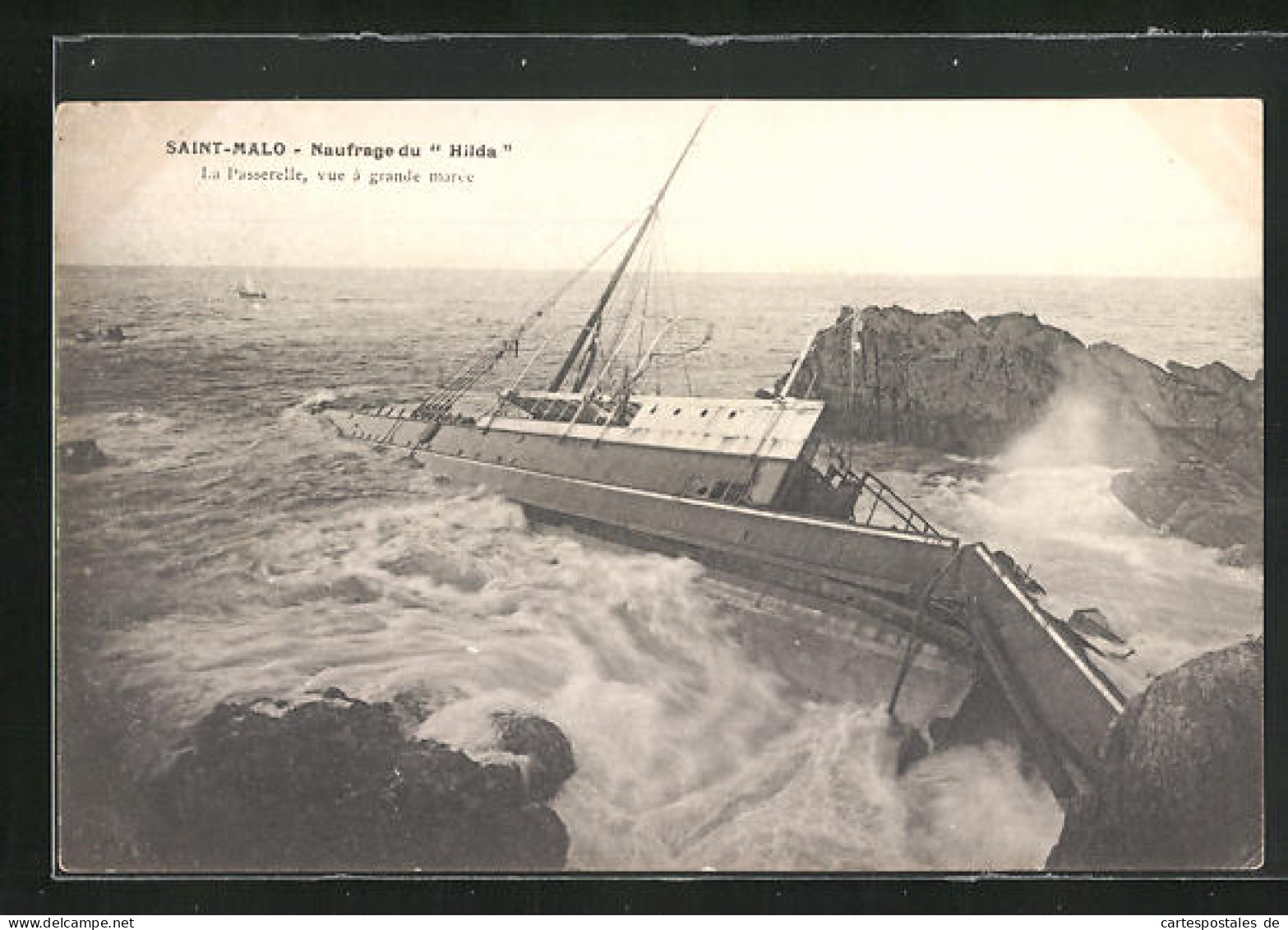 AK Saint-Malo, Naufrage Du Hilda, La Passerelle, Vue à Grande Marée, Seenotrettung  - Autres & Non Classés