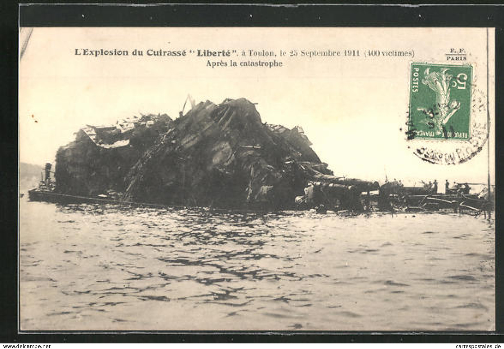 CPA Toulon, L`Explosion Du Cuirassé Liberté, Le 25 Septembre 1911, Sauvetage En Mer, Kriegsschiff  - Guerre