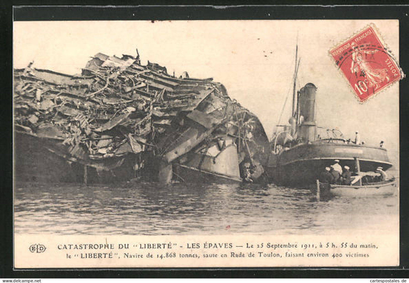 CPA Toulon, Catastrophe Du Liberté, Les Épaves, Le 25 Septembre 1911, Sauvetage En Mer, Kriegsschiff  - Warships