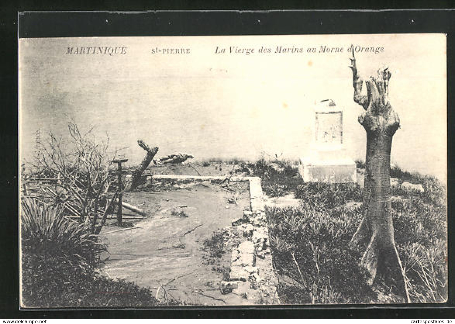 AK Saint-Pierre / Martinique, La Vierge Des Marins Au Morne D`Orange, Zerstörungen Nach Vulkanausbruch  - Autres & Non Classés