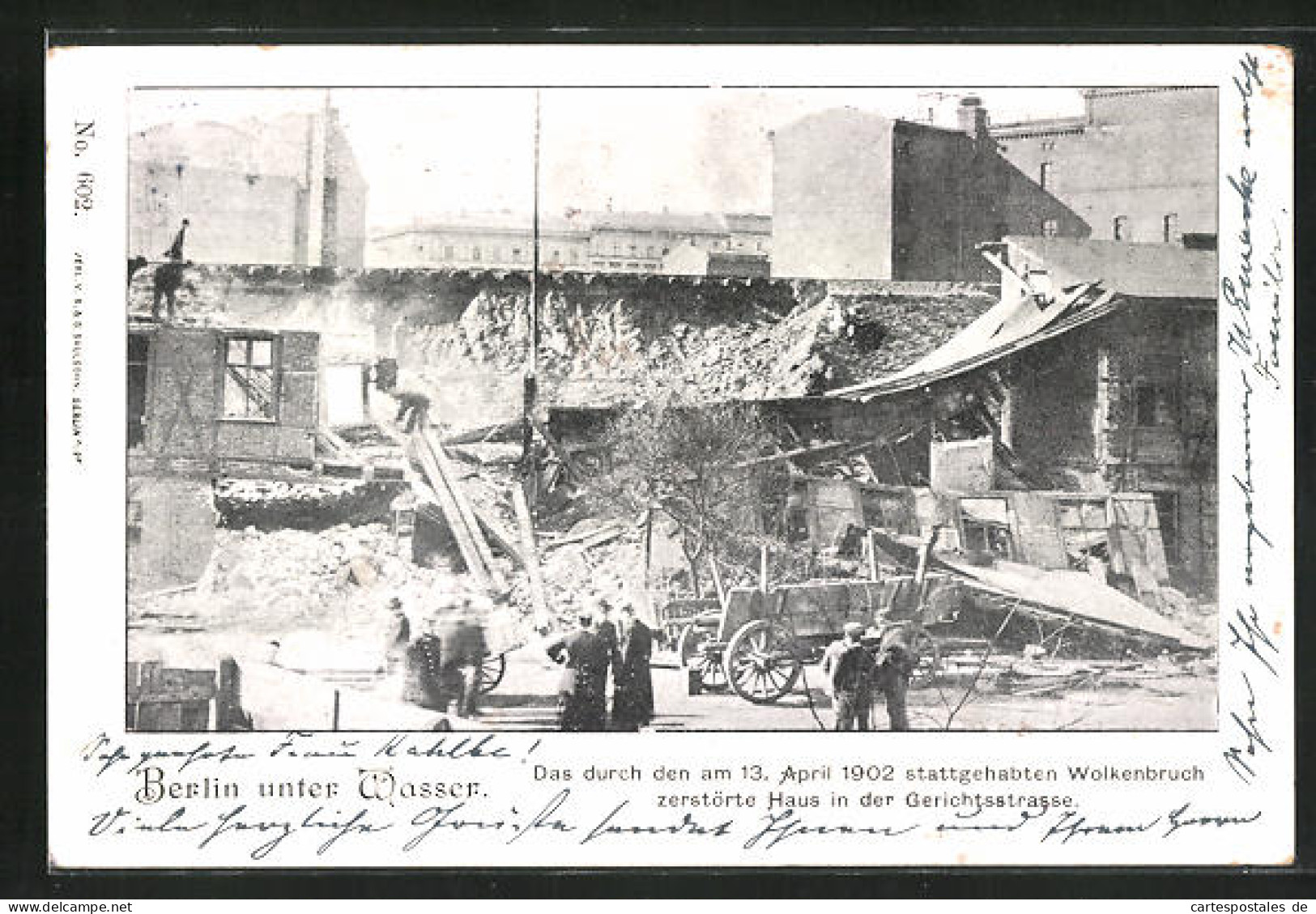 AK Berlin, Hochwasser, Zerstörtes Haus In Der Gerichtsstrasse, Wolkenbruch Am 13. April 1902  - Floods