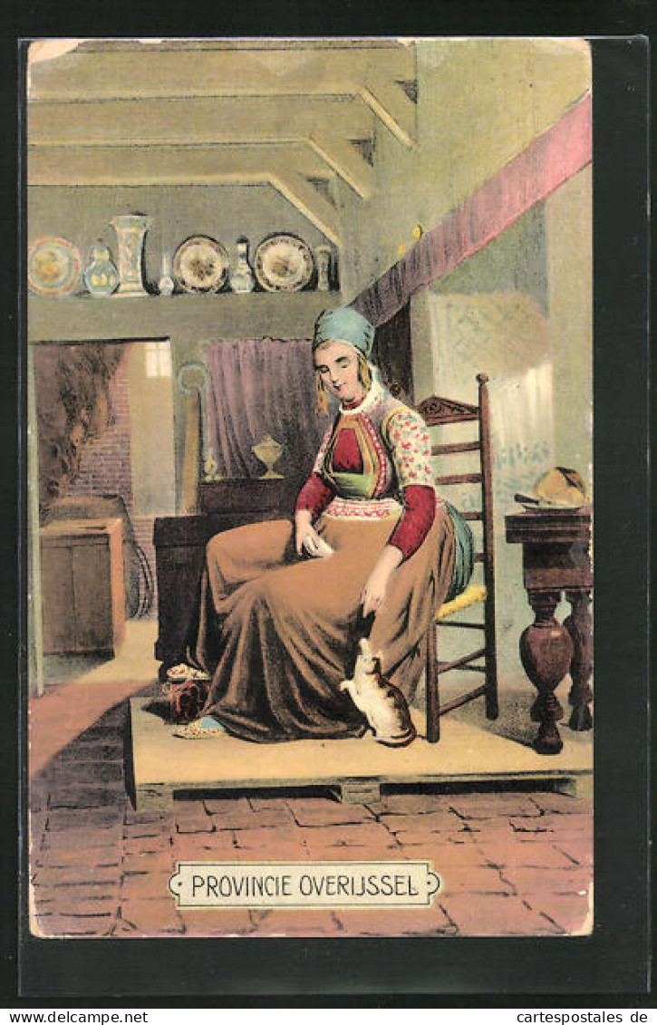 AK Niederländische Frau In Tracht In Der Guten Stube  - Ohne Zuordnung
