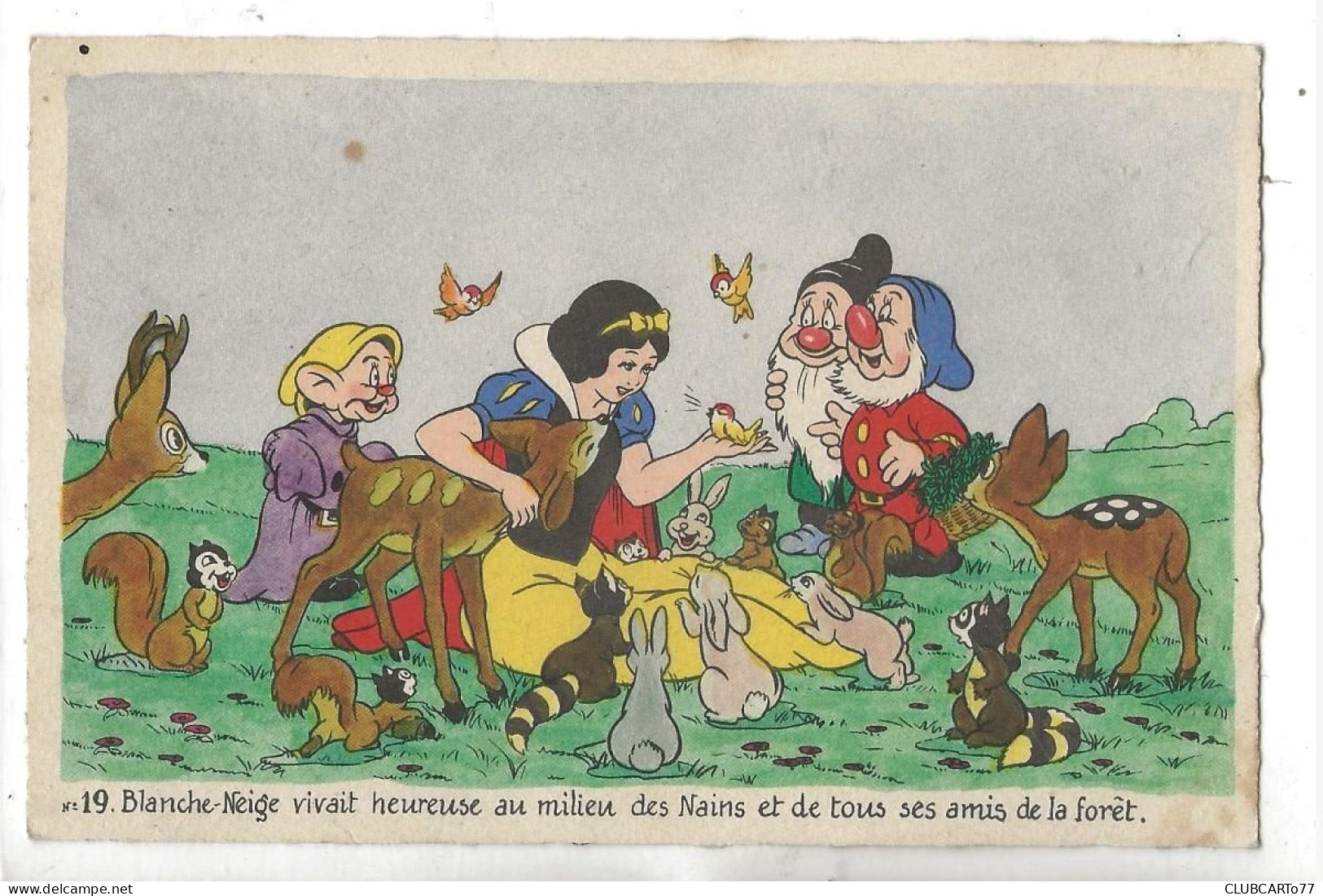 Walt Disney (Illustrateur) : Blanche Neige Vivant Heureuse Avec Les 7 Nains Et Les Animaux De La For En 1959 (animée) PF - Altri & Non Classificati