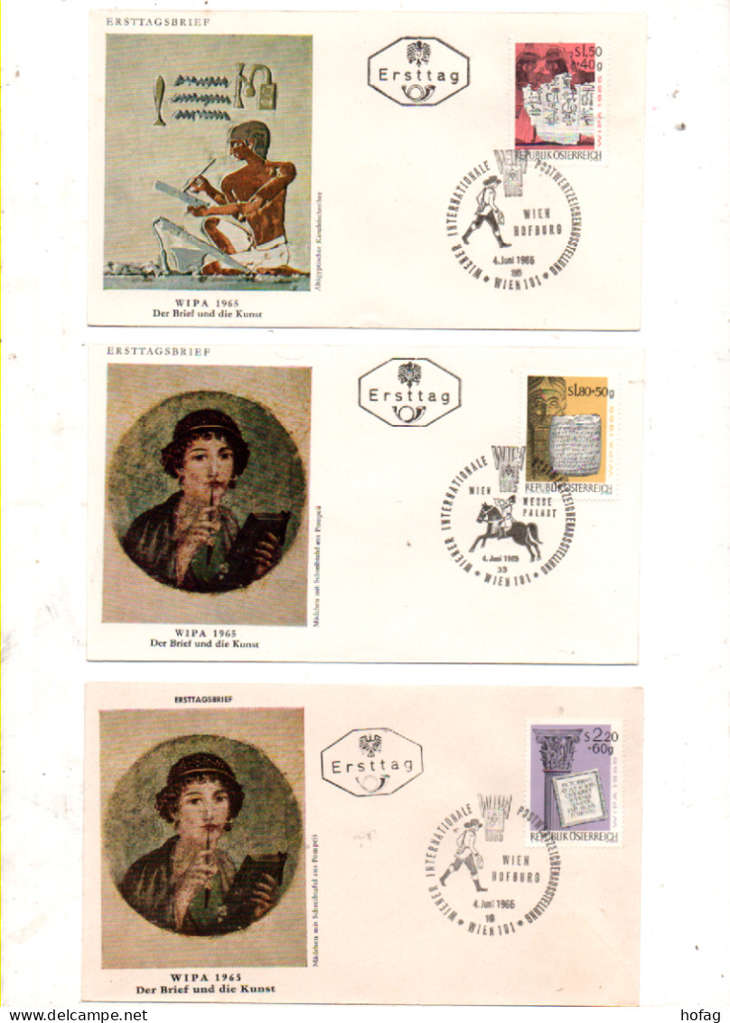 Österreich 1965 MiNr.: 1184-1189 WIPA Satz 6 Briefe Ersttag; Austria FDC Scott: B315 - B320  YT: 1020-1025 Sg: 1447-1452 - FDC