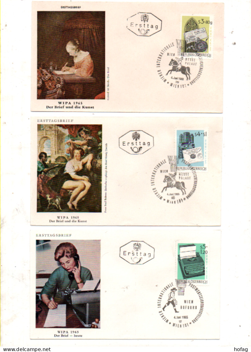 Österreich 1965 MiNr.: 1184-1189 WIPA Satz 6 Briefe Ersttag; Austria FDC Scott: B315 - B320  YT: 1020-1025 Sg: 1447-1452 - FDC