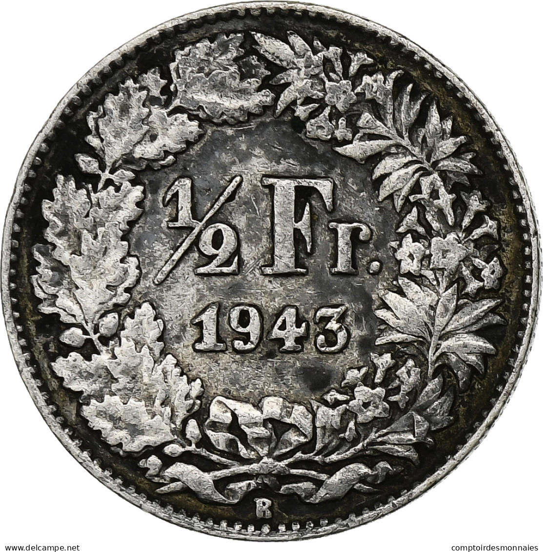 Suisse, 1/2 Franc, 1943, Bern, Argent, TTB+, KM:23 - Otros & Sin Clasificación