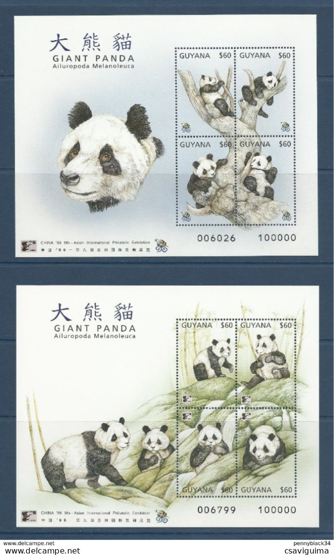 Guyana - 1996 - Giant Panda China '96 Philatelic Exhibition - Yv Bf 232/33 - Orsi