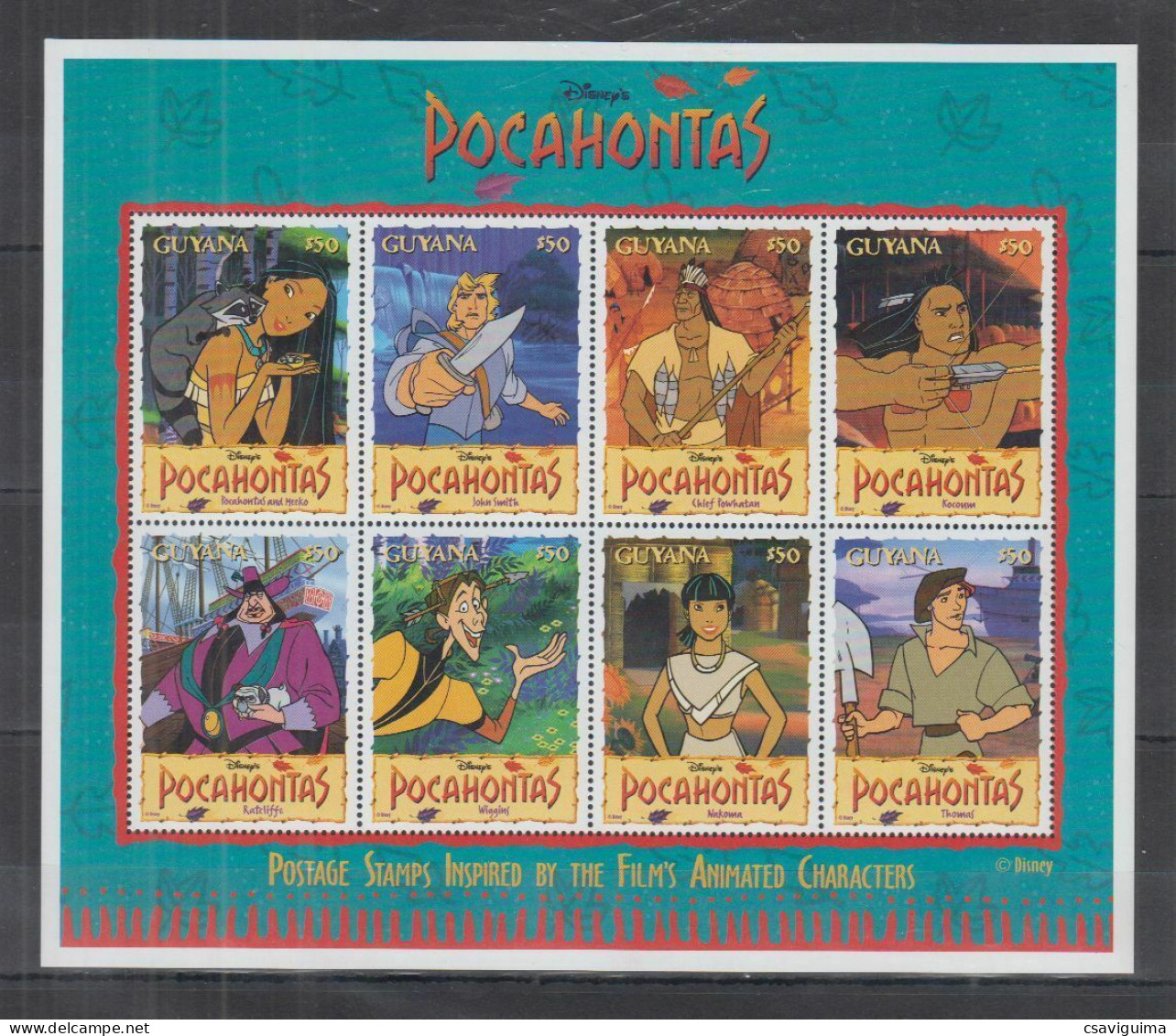 Guyana - 1995 - Disney: Pocahontas - Yv 3755/62 - Disney