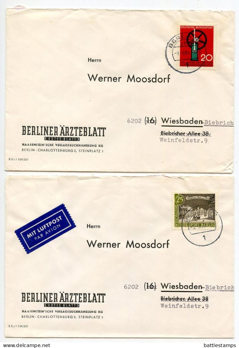 Germany, Berlin 1960'-1980's 8 Covers To Wiesbaden With Mix Of Stamps And CDS Postmarks - Brieven En Documenten