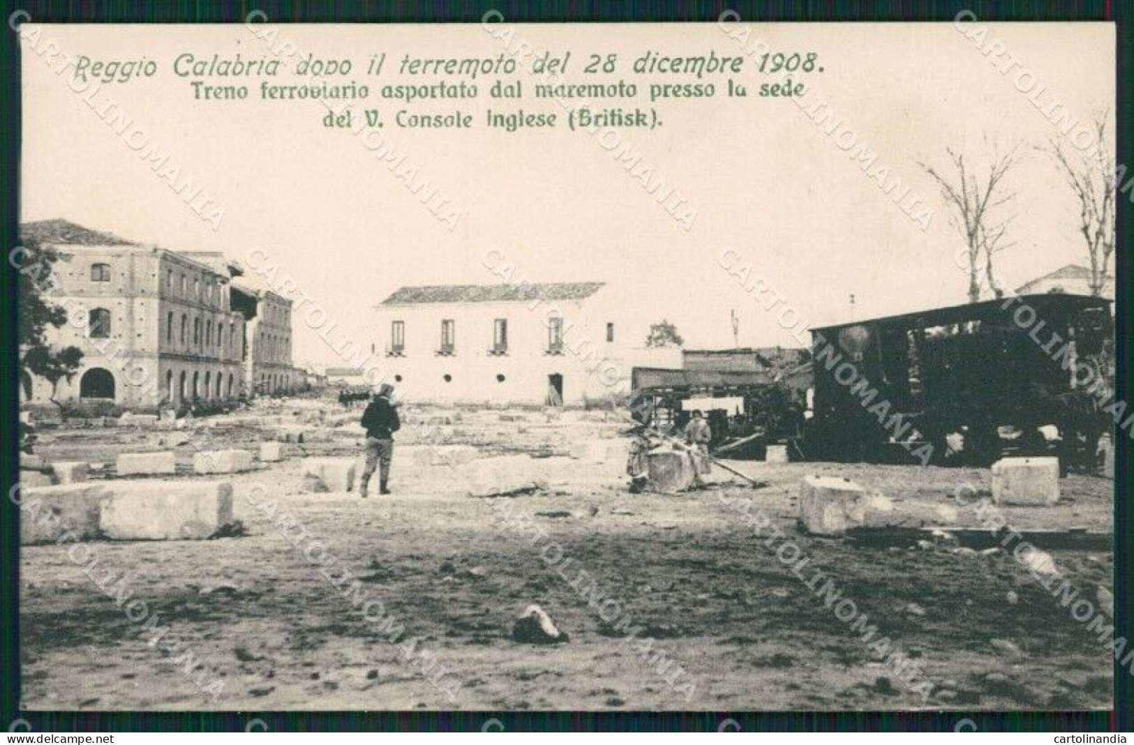 Reggio Calabria CittàTerremoto 1908 Treno Cartolina XB0198 - Reggio Calabria