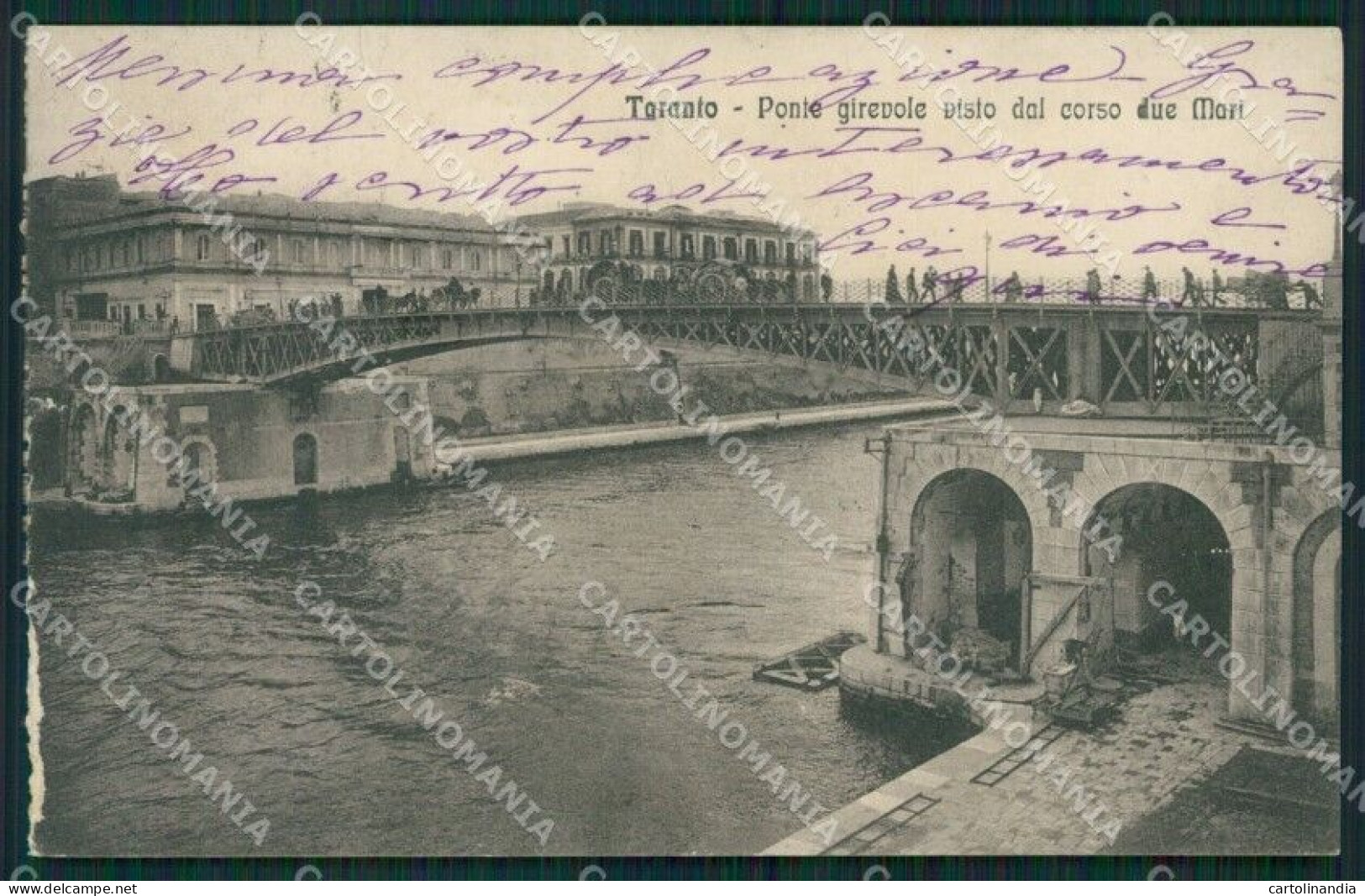 Taranto Città Ponte Girevole STRAPPINO ABRASA Cartolina XB0428 - Taranto