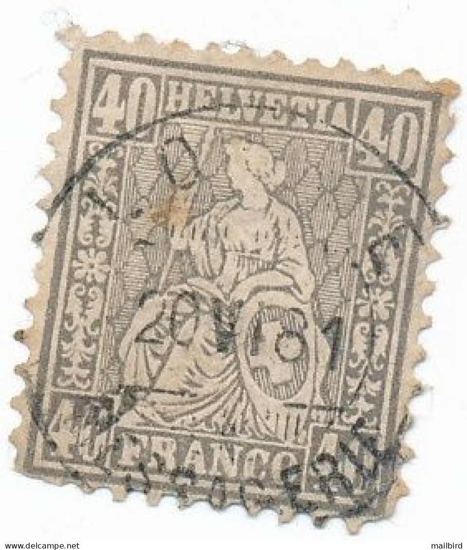 Switzerland SCHWEIZ 1867 33 Helvetia - New Values & Colors - White Paper - 40C 40F, Grey, OBL / USED - 20-6-81 - Usados