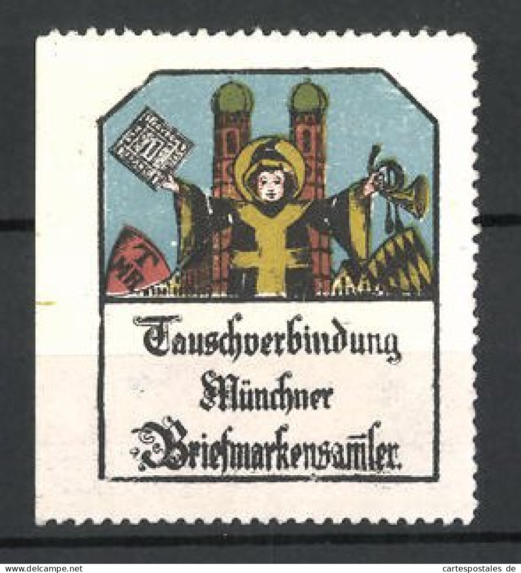 Reklamemarke Tauschverbindung Münchner Briefmarkensammler, Münchner Kind Vor Der Frauenkirche  - Erinnophilie