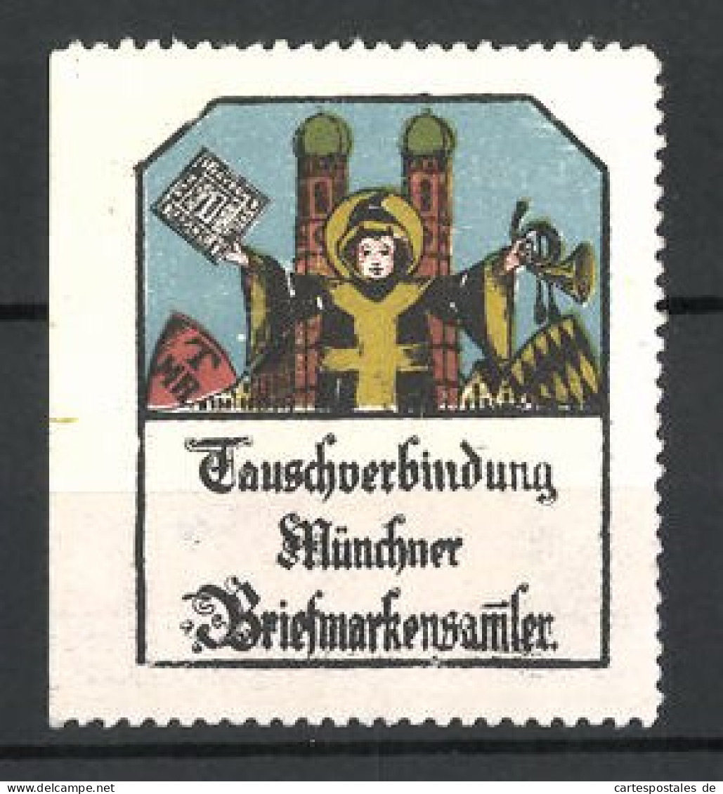 Reklamemarke Tauschverbindung Münchner Briefmarkensammler, Münchner Kind Vor Der Frauenkirche  - Erinofilia