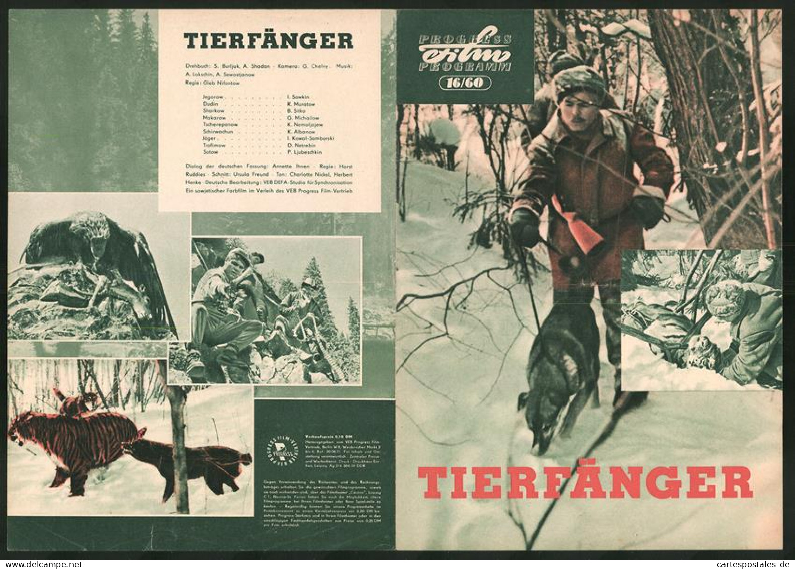 Filmprogramm PFP Nr. 16 /60, Tierfänger, I. Sawkin, R. Muratow, Regie: Gleb Nifontow  - Magazines