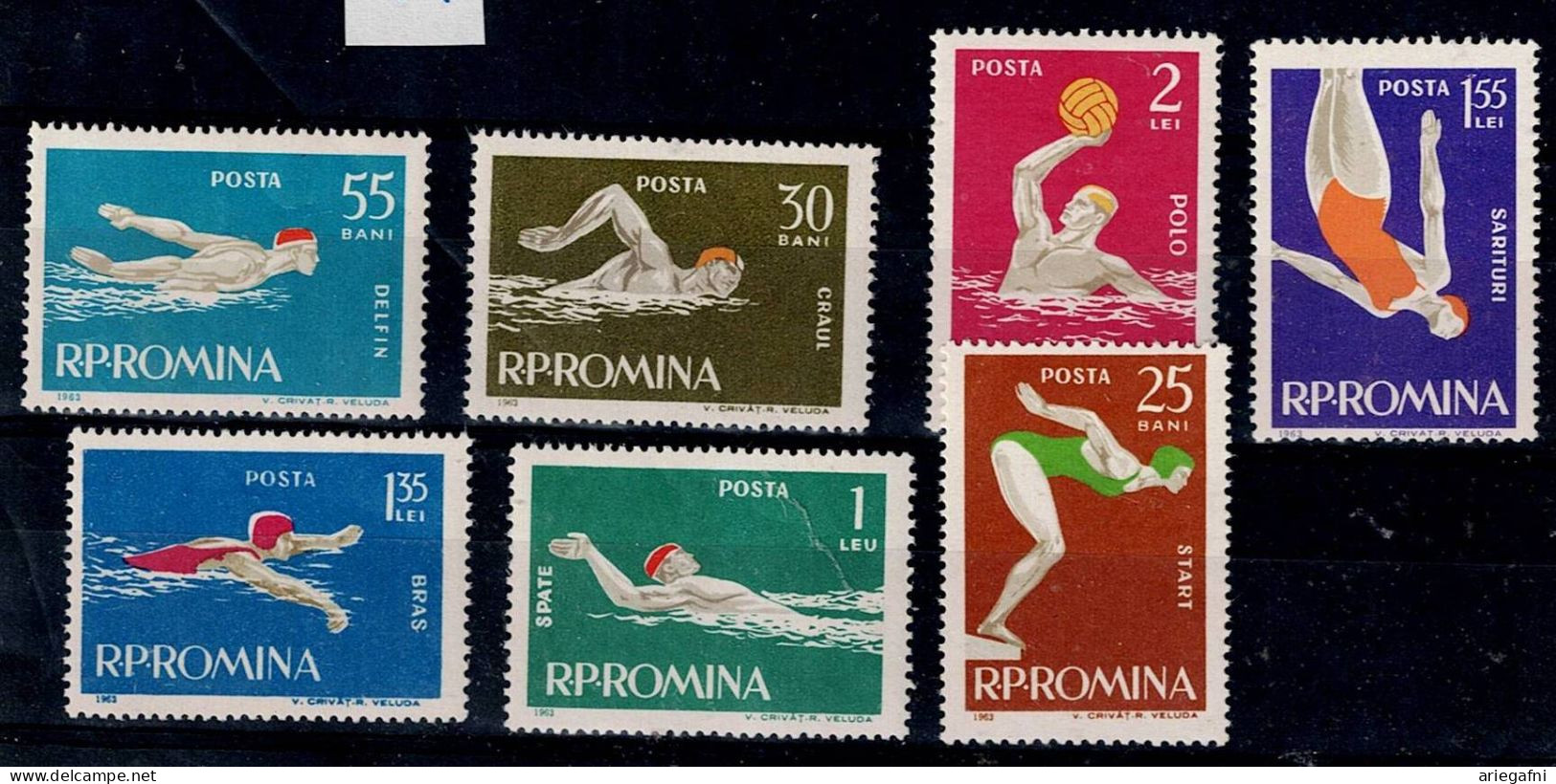 ROMANIA 1963 SWIMMING MI No 2153-9 MNH VF!! - Nuovi