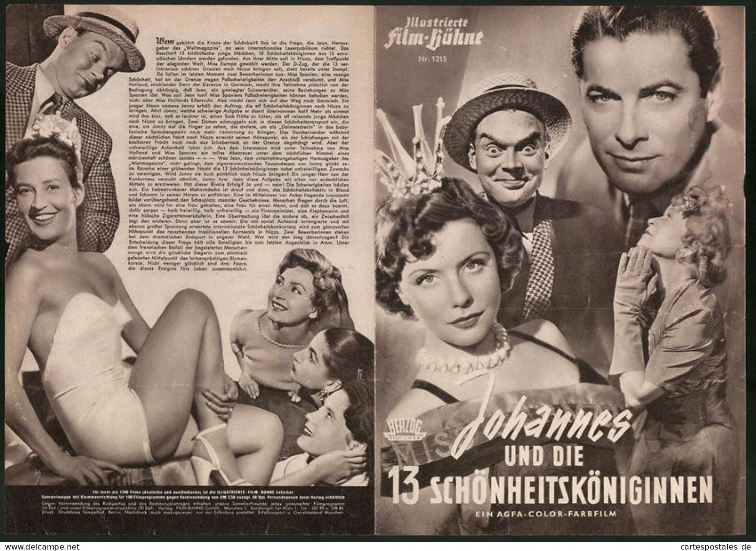 Filmprogramm IFB Nr. 1215, Johannes Und Die 13 Schönheitsköniginnen, Sonja Ziemann, Hans Richter, Regie: A. Stöger  - Riviste